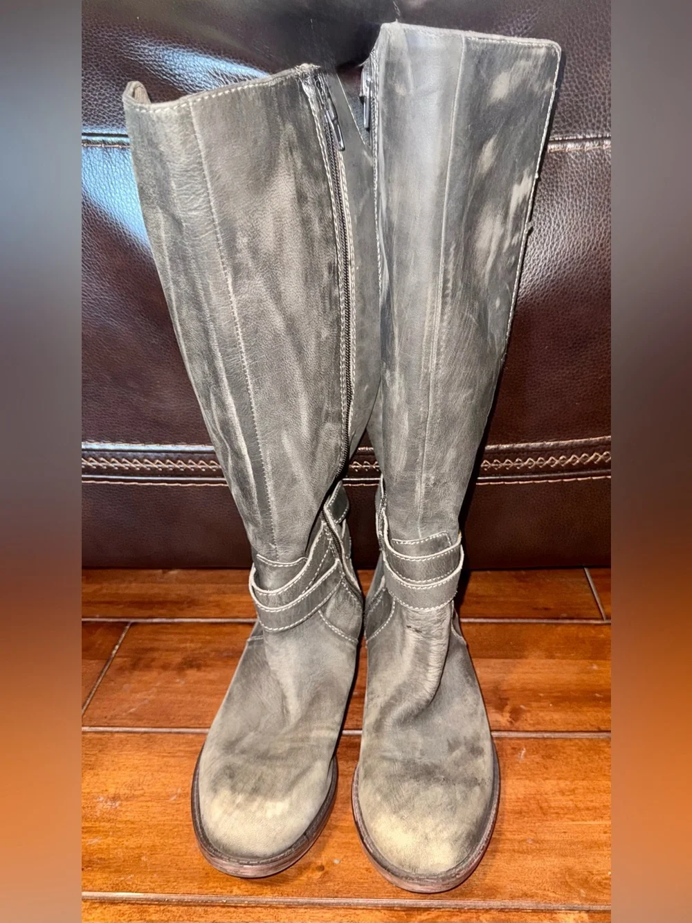 Lucky Brand Gray Over-the-Knee Faux-Leather Boots